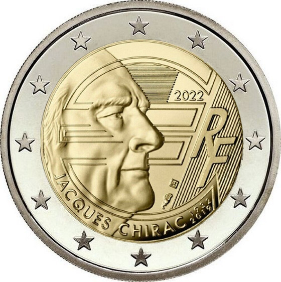 2 euro france 2022 Jacques Chirac 